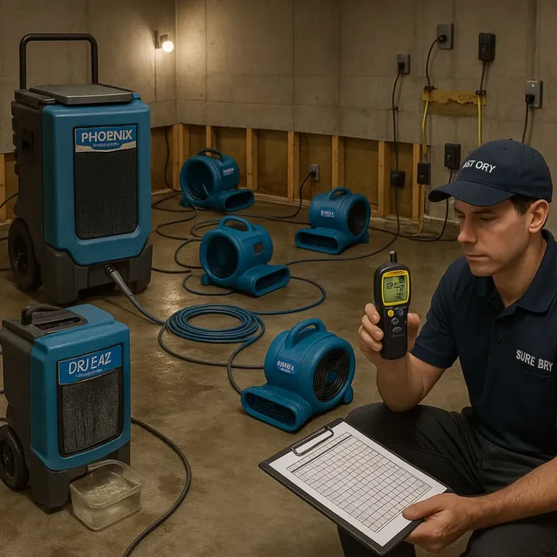 Structural Drying and Dehumidification process in Cottage Grove, WI